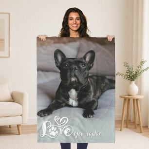 Hond Liefhebber Foto LIEFDE VOOR NAAM Pootafdrukke Fleece Deken