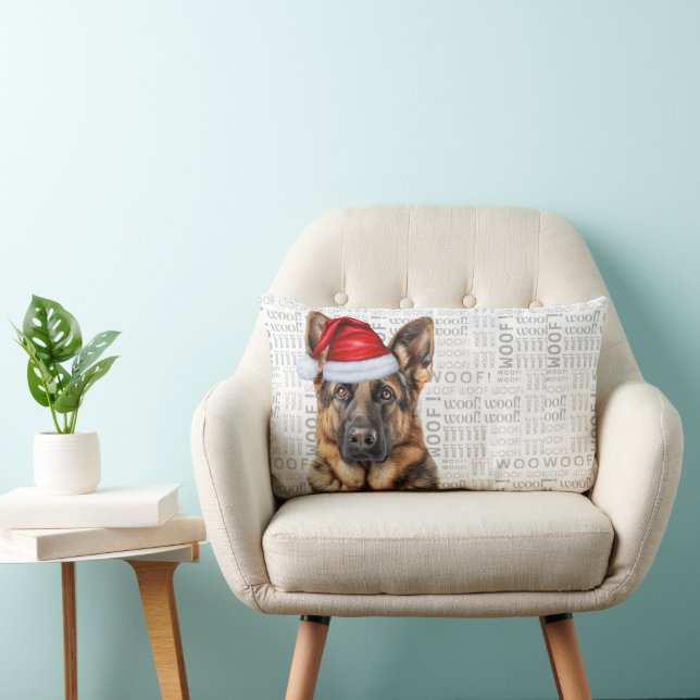 Hond Liefhebber Kerstmis Duitse Herdershond met ee Kussen (Stoel)