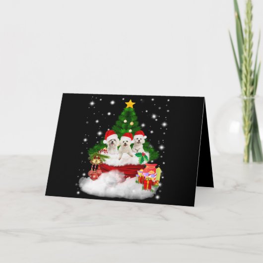 Hond Liefhebber | Maltese Pups als Kerstcadeau Feestdagen Kaart (Voorkant)