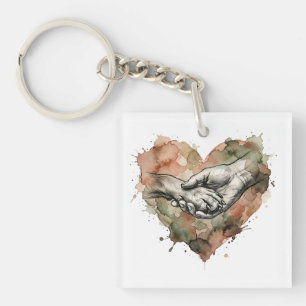 Hond Liefhebber Mens Dier Band Waterverf Hart Sleutelhanger