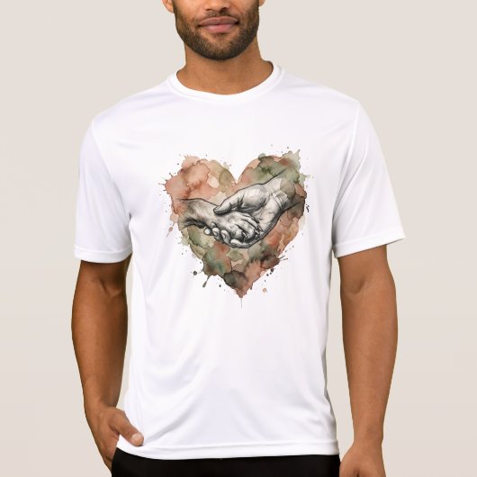 Hond Liefhebber Mens Dier Band Waterverf Hart T-shirt (Voorkant)