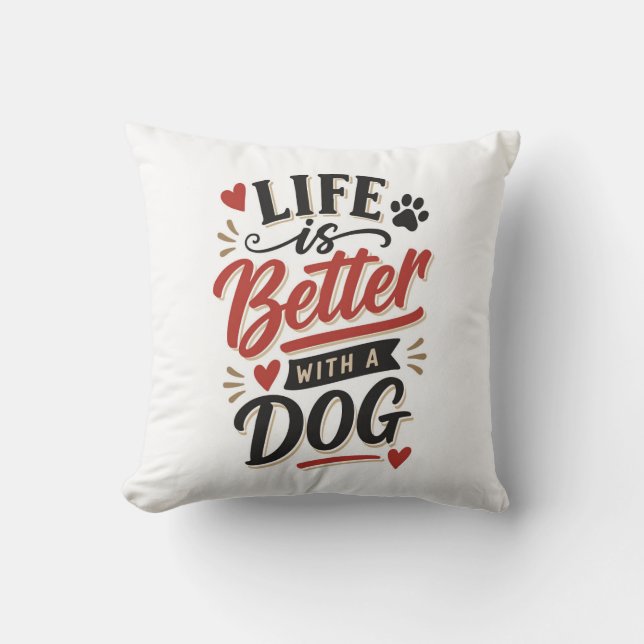 Hond Liefhebber Muur Kunst - Leven is beter met ee Kussen (Voorkant)