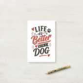 Hond Liefhebber Muur Kunst - Leven is beter met ee Post-it® Notes (Op bureau)