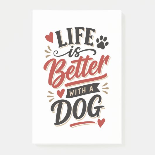 Hond Liefhebber Muur Kunst - Leven is beter met ee Post-it® Notes (Voorkant)