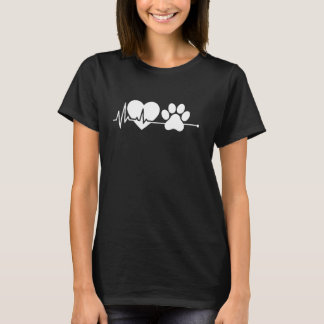 Hond Liefhebber Poot Hartslag EKG Diergeneeskunde T-shirt