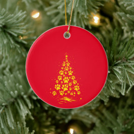 Hond Liefhebber Pootafdruk Kerstboom 4 Keramisch Ornament