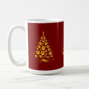 Hond Liefhebber Pootafdruk Kerstboom 4 Koffiemok