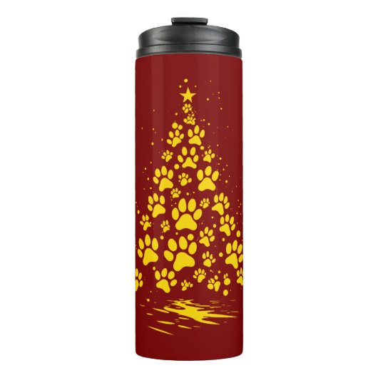 Hond Liefhebber Pootafdruk Kerstboom 4 Thermosbeker (Voorkant)