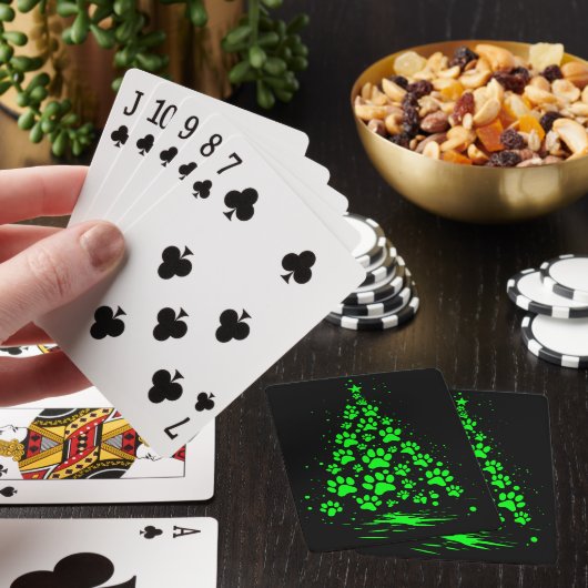 Hond Liefhebber Pootafdruk Kerstboom 5 Pokerkaarten (Insitu)