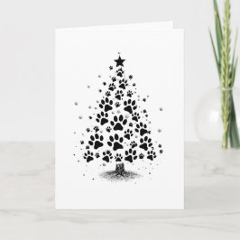 Hond Liefhebber Pootafdruk Kerstboom Bedankkaart