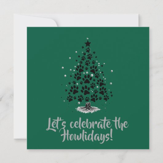 Hond Liefhebber Pootafdruk Kerstboom Kaart (Voorkant)