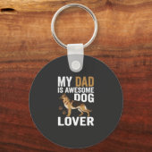 Hond Liefhebber Vader Is Geweldig Sleutelhanger (Voorkant)
