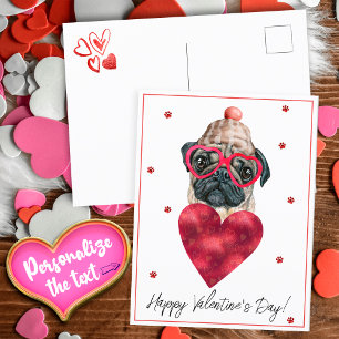 Hond Liefhebber Valentijnsdag Cadeau Pug Feestdagenkaart