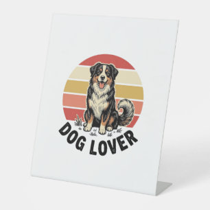 Hond Liefhebber Vintage Gravure Mooie Hond Zonsond Reclamebord Met Voetstuk