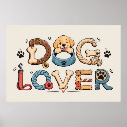 Hond Liefhebber Woord Kunst Poster (Voorkant)