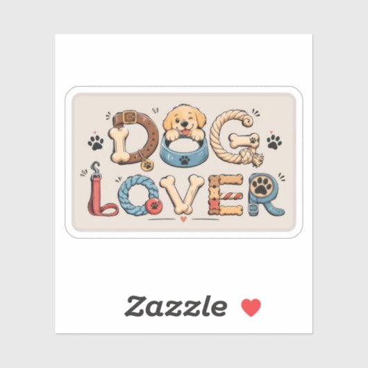 Hond Liefhebber Woord Kunst  Sticker (Vel)