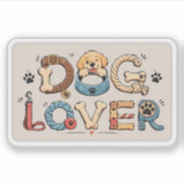 Hond Liefhebber Woord Kunst  Sticker (Voorkant)