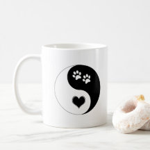 Hond Liefhebber Yin Yang Hart en Pootafdrukken