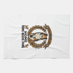 Hond Lieverdij Shirt Vintage Gravure Laurel Design Theedoek