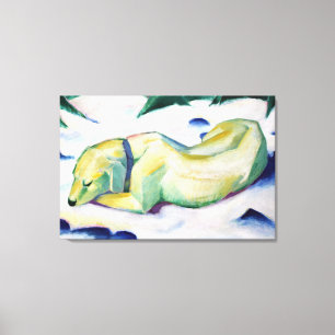 Hond Liggend in de Sneeuw (1911) door Franz Marc Canvas Afdruk