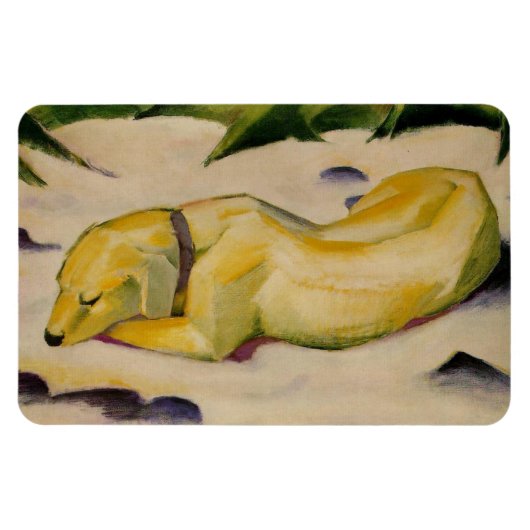 Hond Liggend in de sneeuw (door Franz Marc) Magneet (Horizontaal)