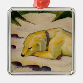 Hond Liggend in de sneeuw (door Franz Marc) Metalen Ornament