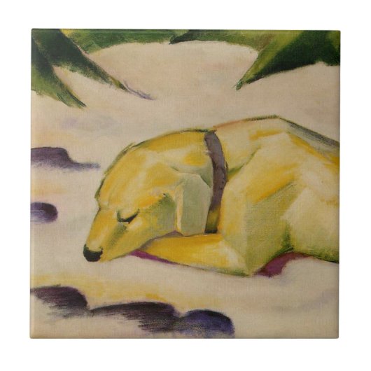 Hond Liggend in de sneeuw (door Franz Marc) Tegeltje (Voorkant)