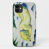 Hond liggend in de sneeuw schilderij van Franz Mar Case-Mate iPhone Case (Achterkant)