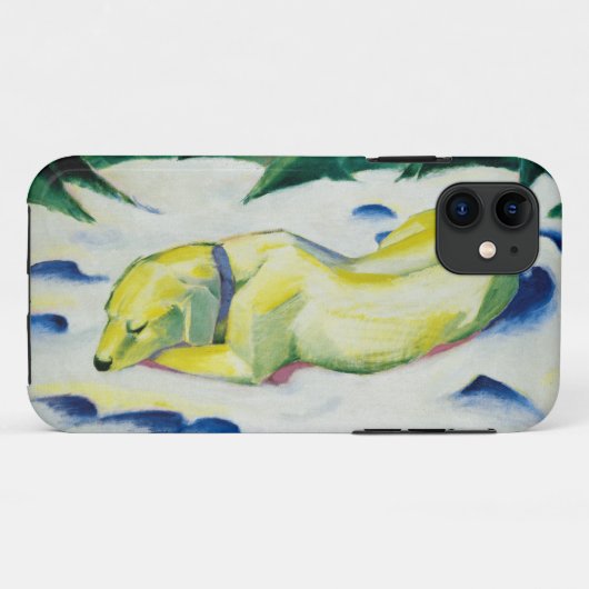 Hond liggend in de sneeuw schilderij van Franz Mar Case-Mate iPhone Case (Achterkant (horizontaal))