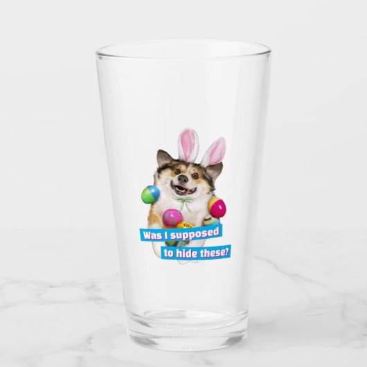 Hond Liggend op Paaseieren Glas (Voorkant)