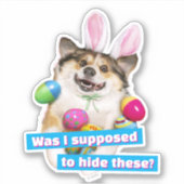 Hond Liggend op Paaseieren Sticker (Voorkant)