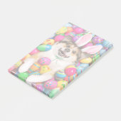 Hond ligt op paaseieren post-it® notes (Schuin)