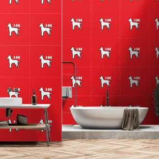 Hond Logo Rood Wit Huisdier Behang