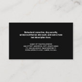 Hond loopt door hindernisbaan visitekaartje (Achterkant)