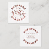 Hond loopt in de vorm van een ronde roos goudkleur vierkante visitekaartje (Voorkant / Achterkant)