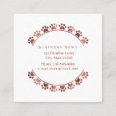 Hond loopt in de vorm van een ronde roos goudkleur vierkante visitekaartje (Achterkant)