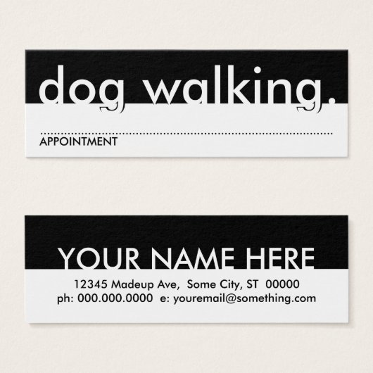 Hond lopen (afspraakkaart) mini visitekaartjes (Voorkant /achterkant)