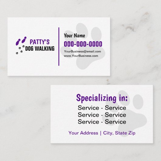 Hond lopen dubbelzijdig visitekaartje (Voorkant / Achterkant)