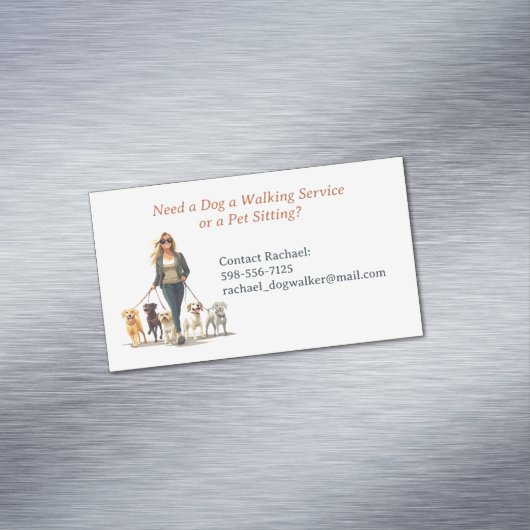 Hond lopen Huisdier zitten Boarding Magnetisch Visitekaartje (Voorbeeld)
