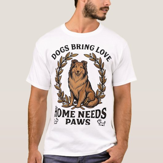 Hond Love Shirt Vintage Gravure Laurel Design (2) (Voorkant)