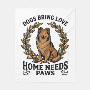 Hond Love Shirt Vintage Gravure Laurel Design (2) Fleece Deken