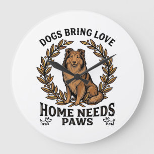 Hond Love Shirt Vintage Gravure Laurel Design (2) Grote Klok