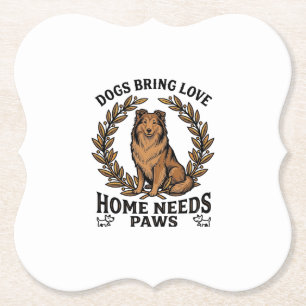 Hond Love Shirt Vintage Gravure Laurel Design (2) Kartonnen Onderzetters