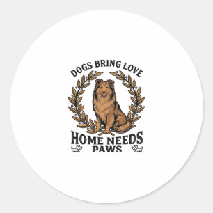 Hond Love Shirt Vintage Gravure Laurel Design (2) Ronde Sticker