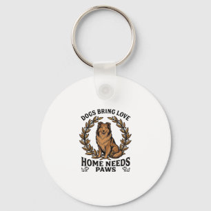 Hond Love Shirt Vintage Gravure Laurel Design (2) Sleutelhanger