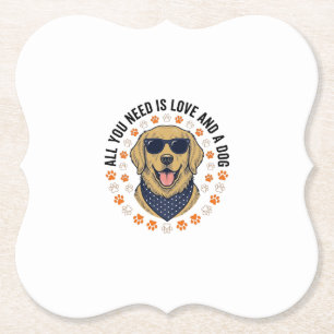 Hond Love Vintage Retriever Pootafdruk Shirt Ontwe Kartonnen Onderzetters