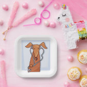 Hond Luisteren naar Muziek Grappige Hoofdtelefoon  Papieren Bordje (Feest)