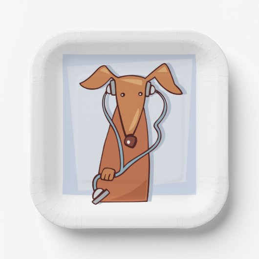 Hond Luisteren naar Muziek Grappige Hoofdtelefoon  Papieren Bordje (Voorkant)