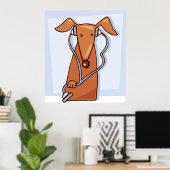 Hond Luisteren naar Muziek Grappige Hoofdtelefoon  Poster (Thuiskantoor)