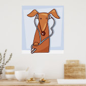 Hond Luisteren naar Muziek Grappige Hoofdtelefoon  Poster (Keuken)